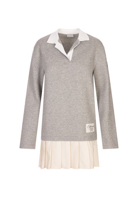 Abito Polo a Pieghe In Grigio e Bianco MONCLER | 093-8I00005 89B1I984